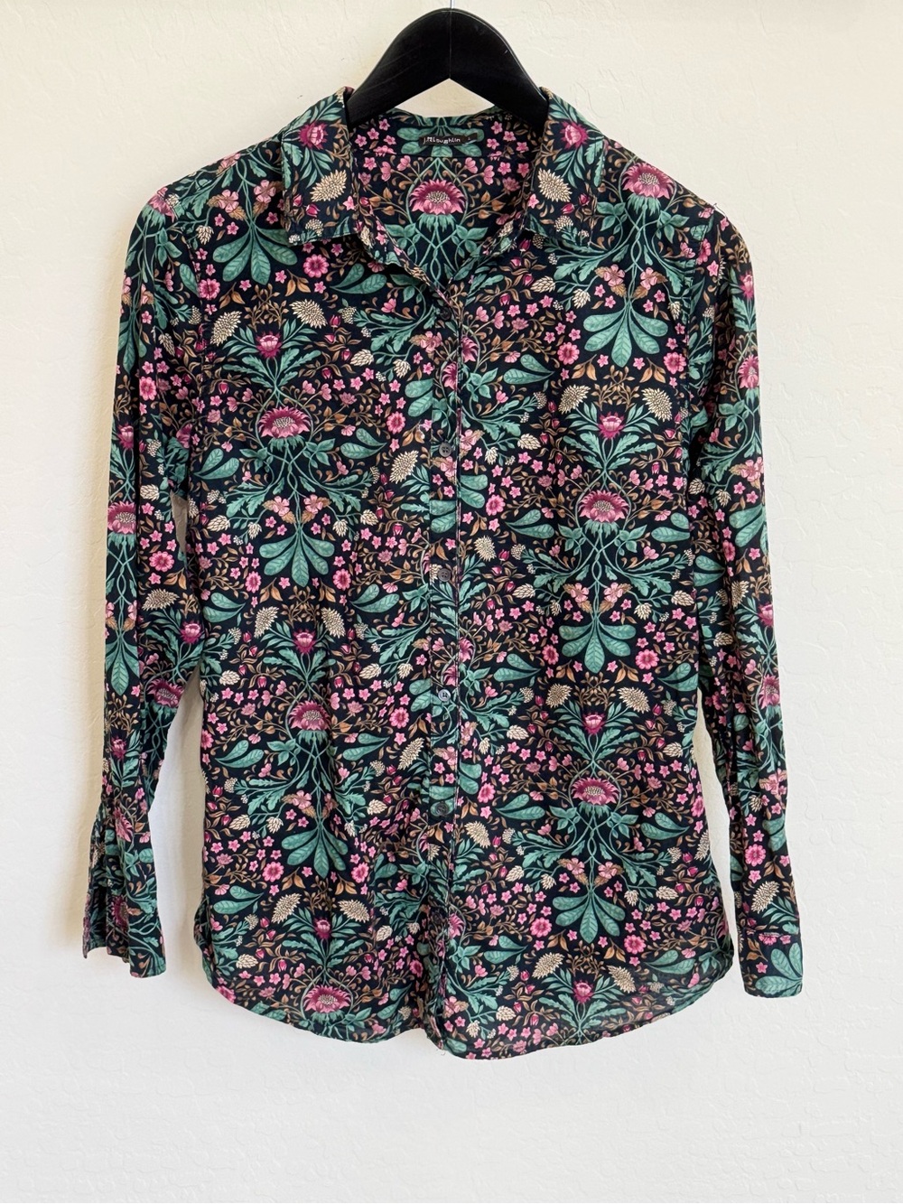J.McLaughlin 100% Cotton Botanical Floral Tapestry Button Down Shirt Size L